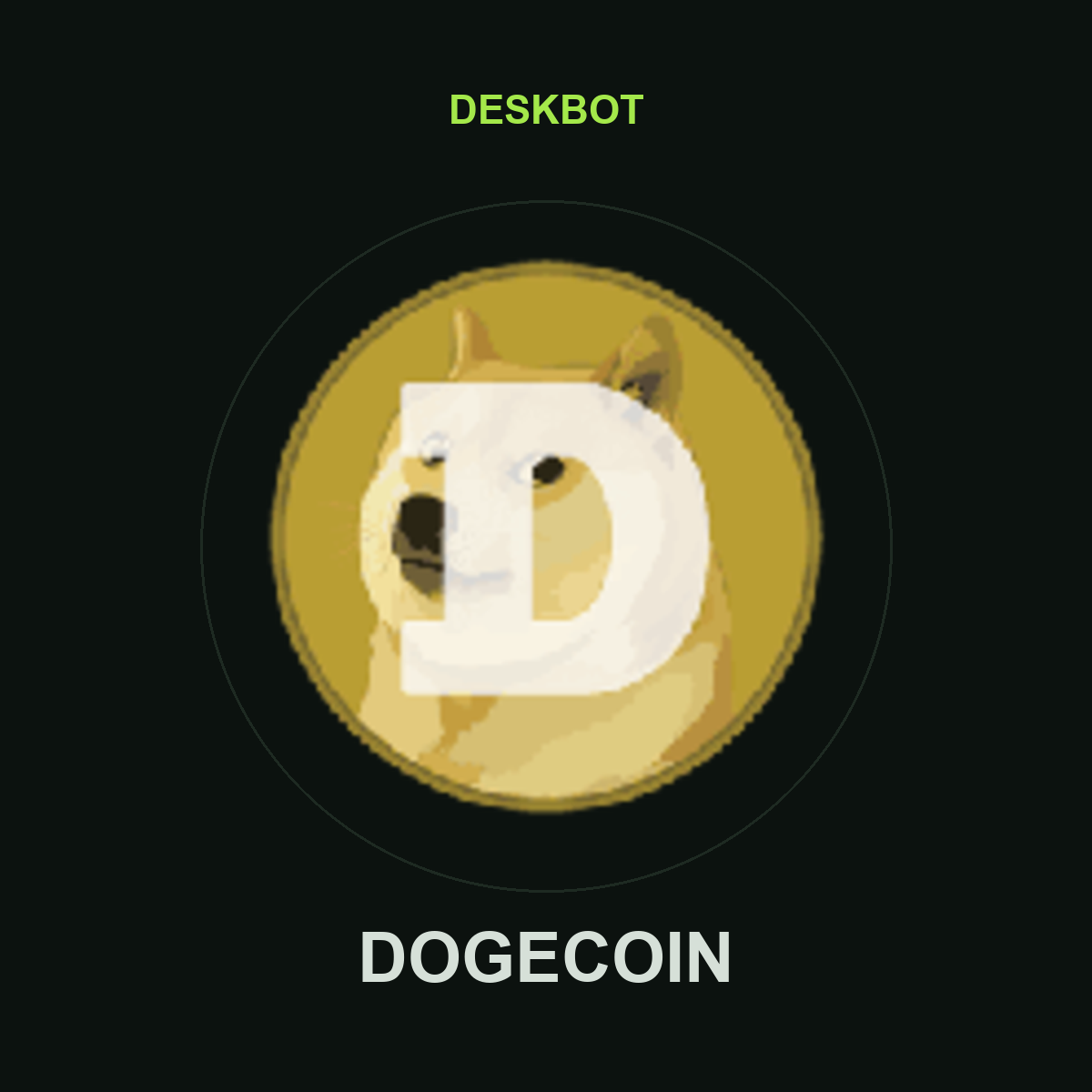 Dogecoin (DOGE) logo on the DeskBot auto betting bot product tile