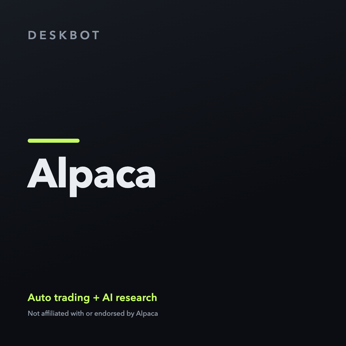 Alpaca logo on the DeskBot auto trading bot product tile