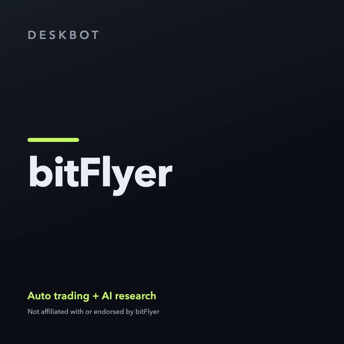 bitFlyer logo on the DeskBot auto trading bot product tile
