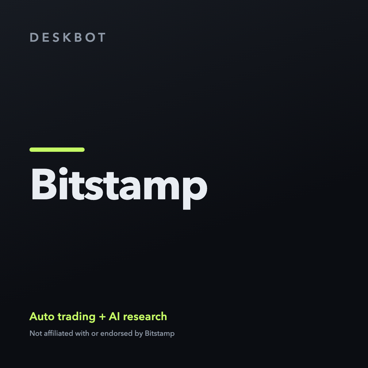 Bitstamp logo on the DeskBot auto trading bot product tile