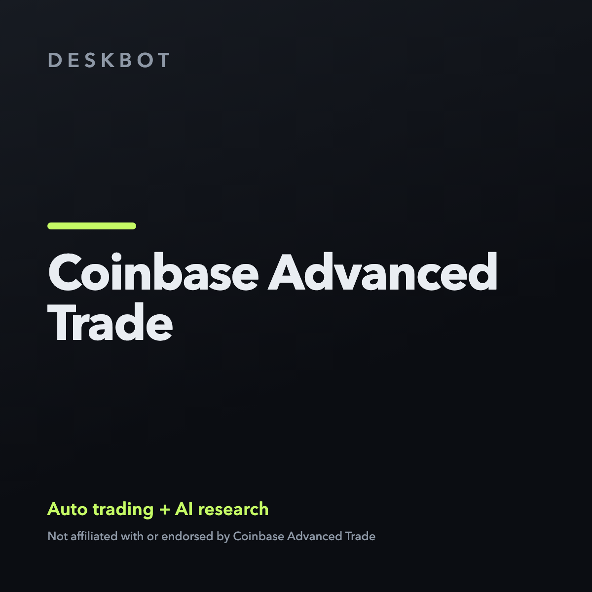 Coinbase Advanced Trade logo on the DeskBot auto trading bot product tile