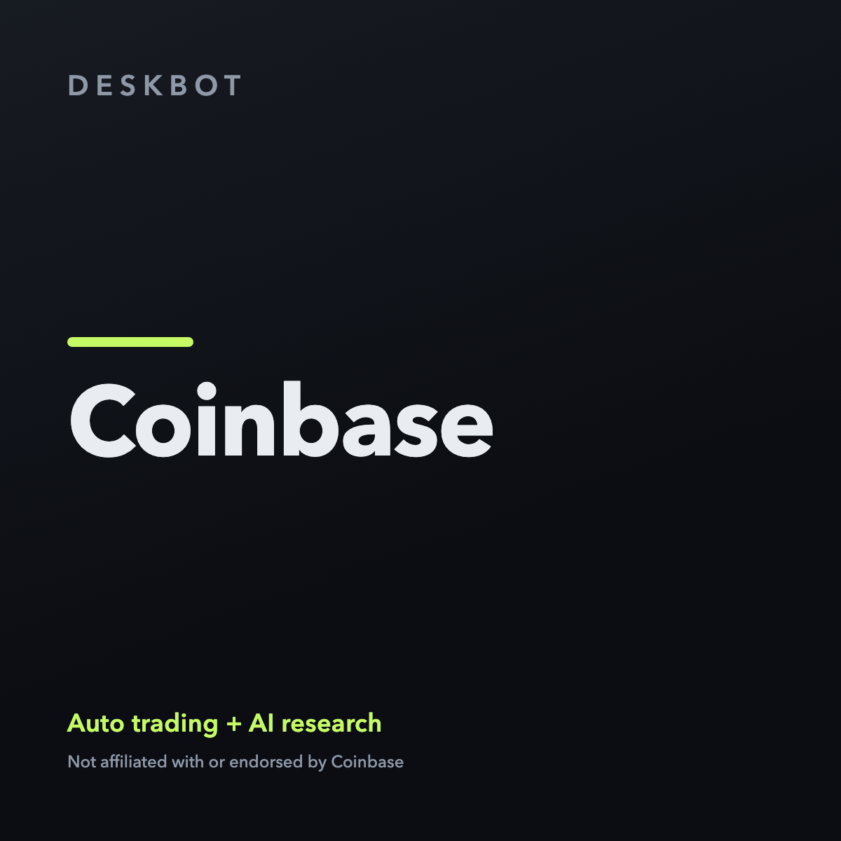 Coinbase logo on the DeskBot auto trading bot product tile