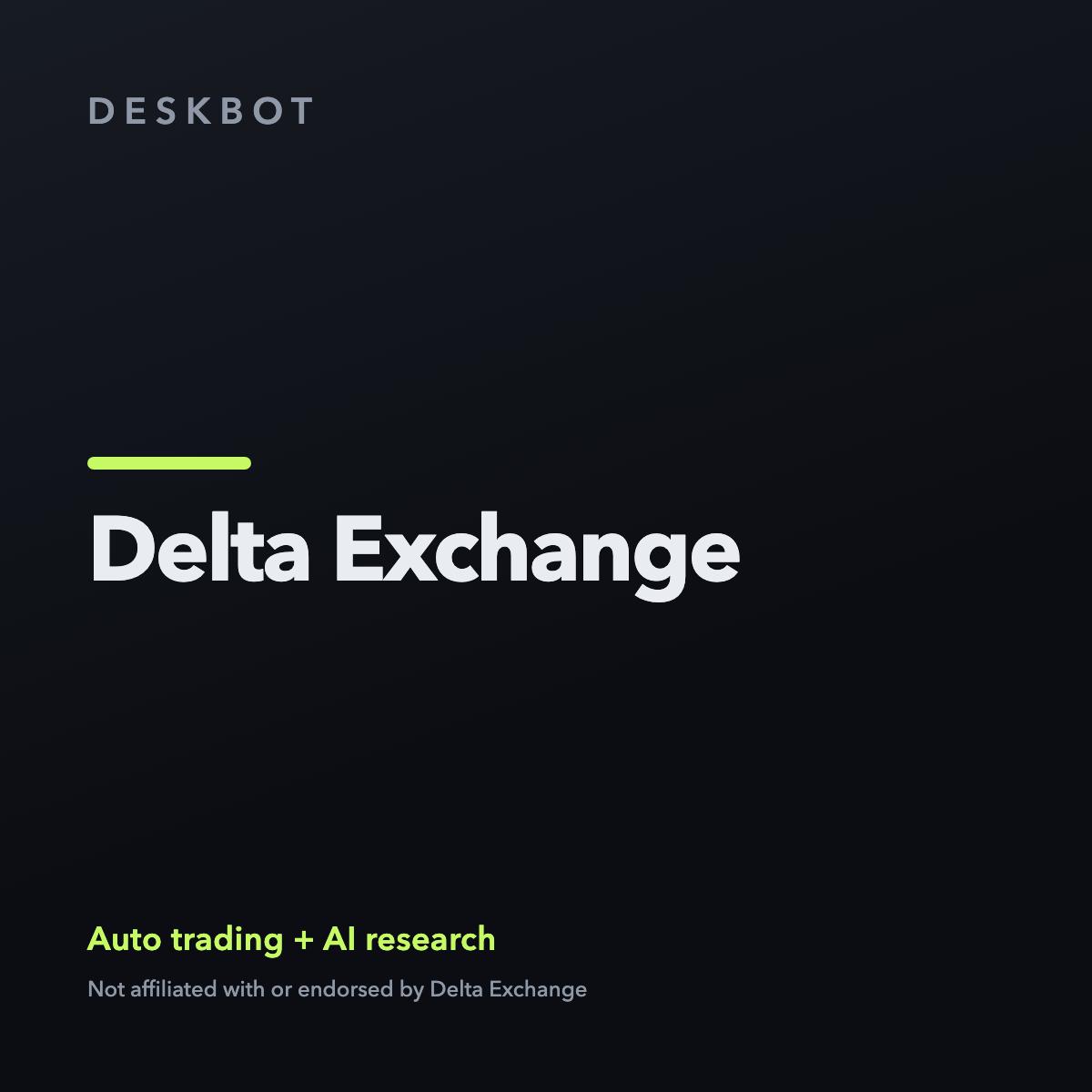 Delta Exchange logo on the DeskBot auto trading bot product tile