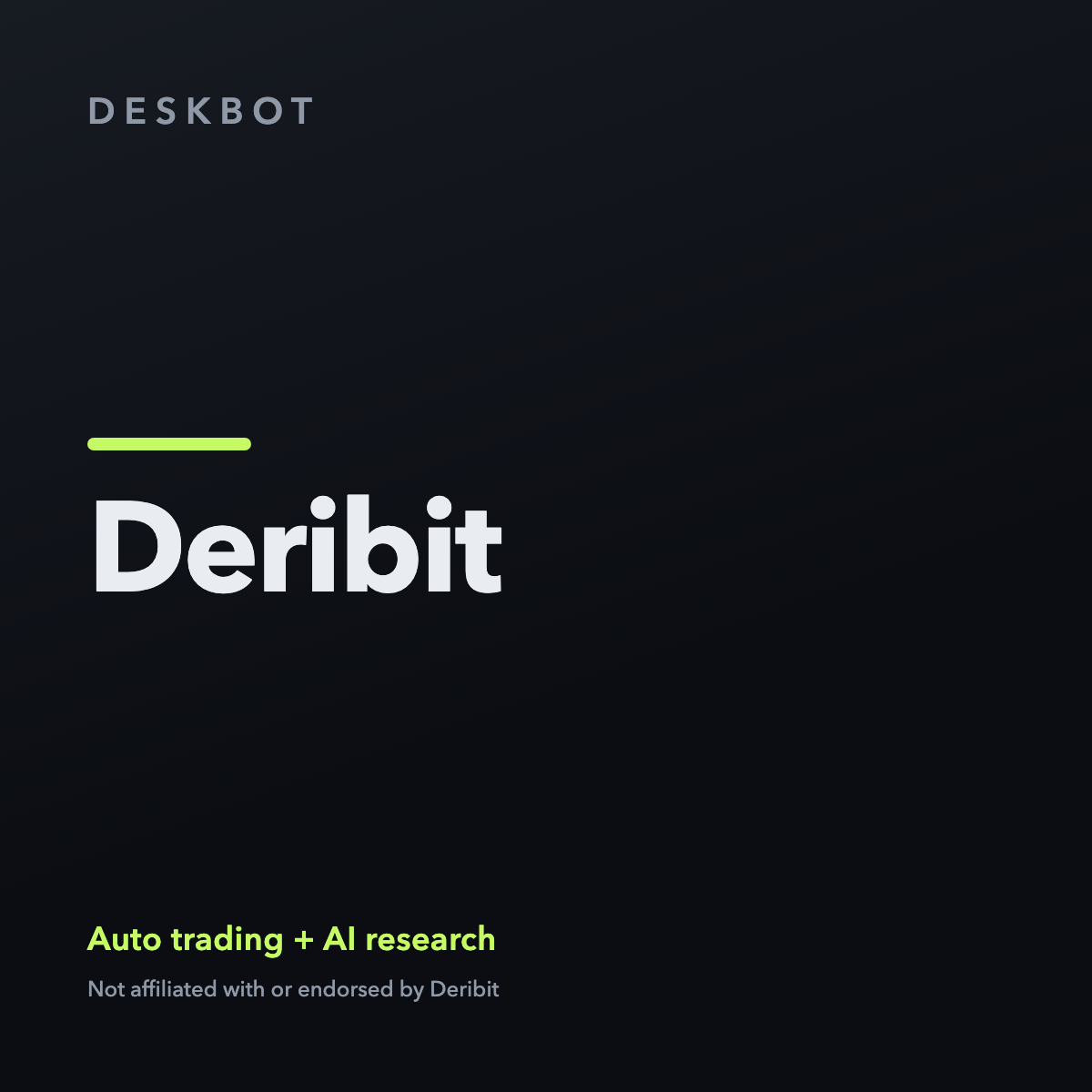 Deribit logo on the DeskBot auto trading bot product tile
