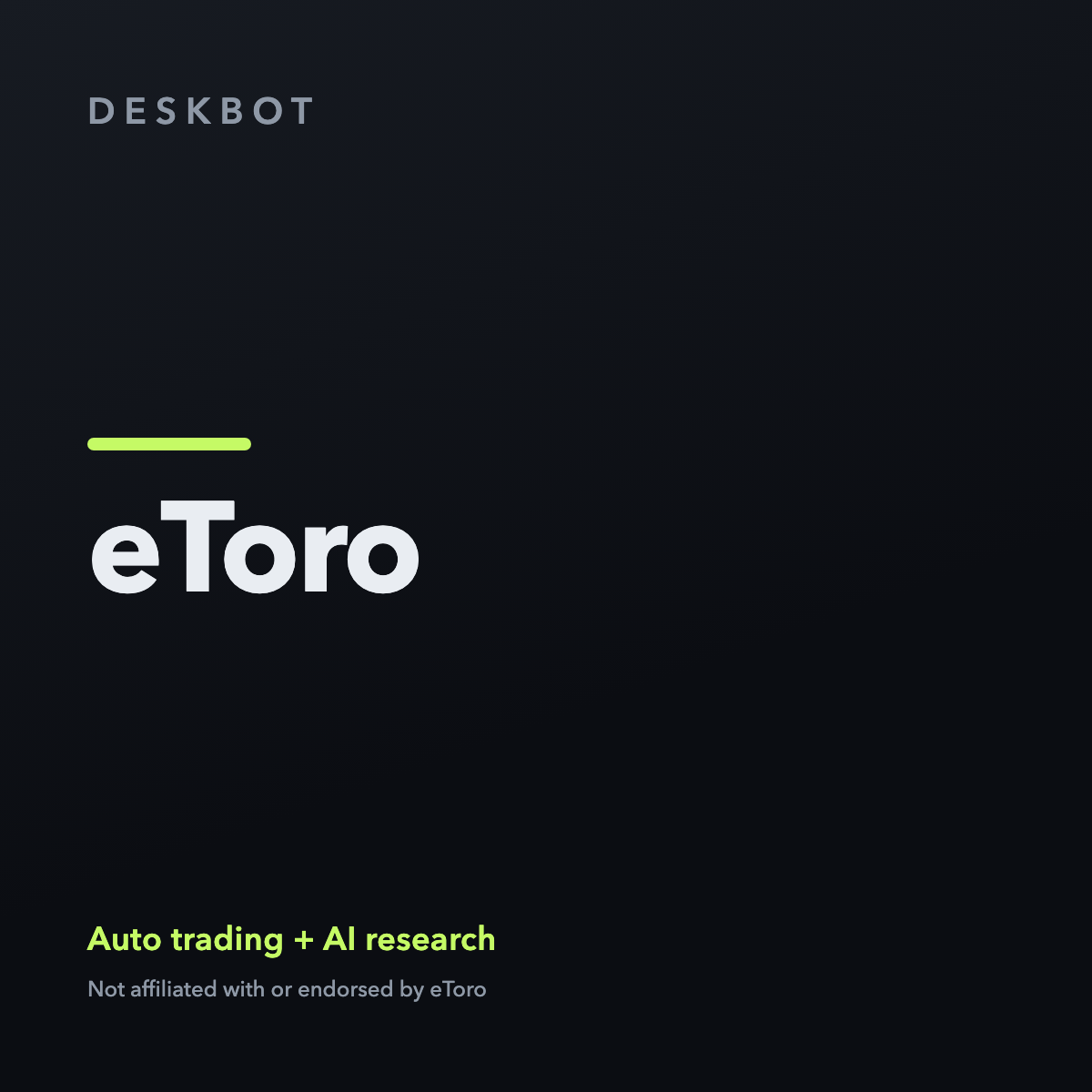 eToro logo on the DeskBot auto trading bot product tile