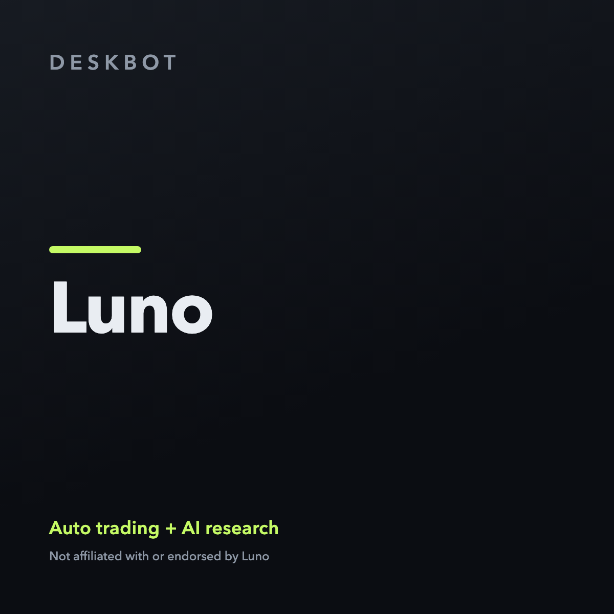 Luno logo on the DeskBot auto trading bot product tile