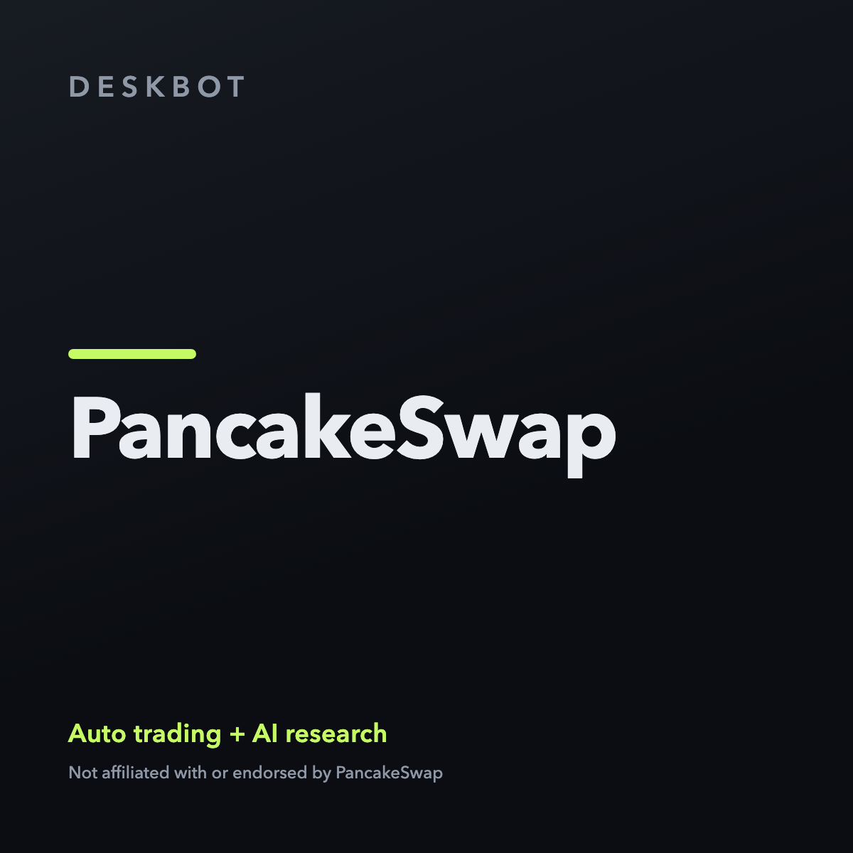 PancakeSwap logo on the DeskBot auto trading bot product tile