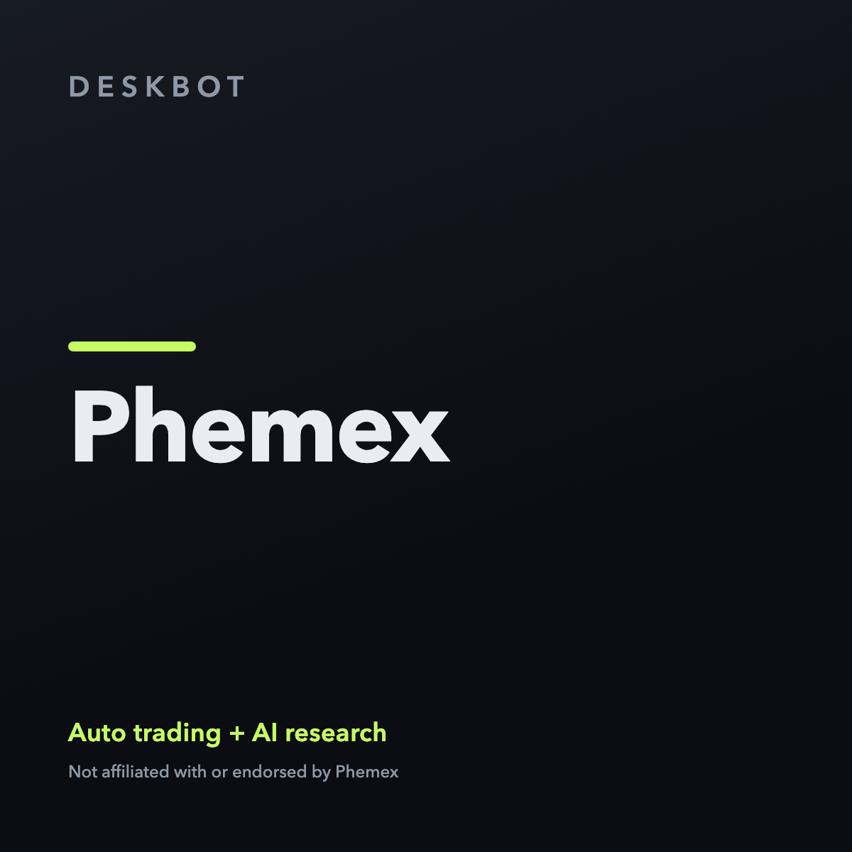 Phemex logo on the DeskBot auto trading bot product tile