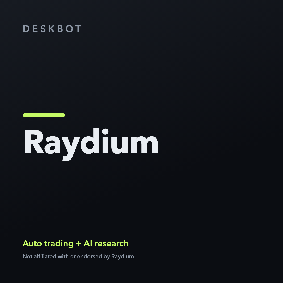 Raydium logo on the DeskBot auto trading bot product tile