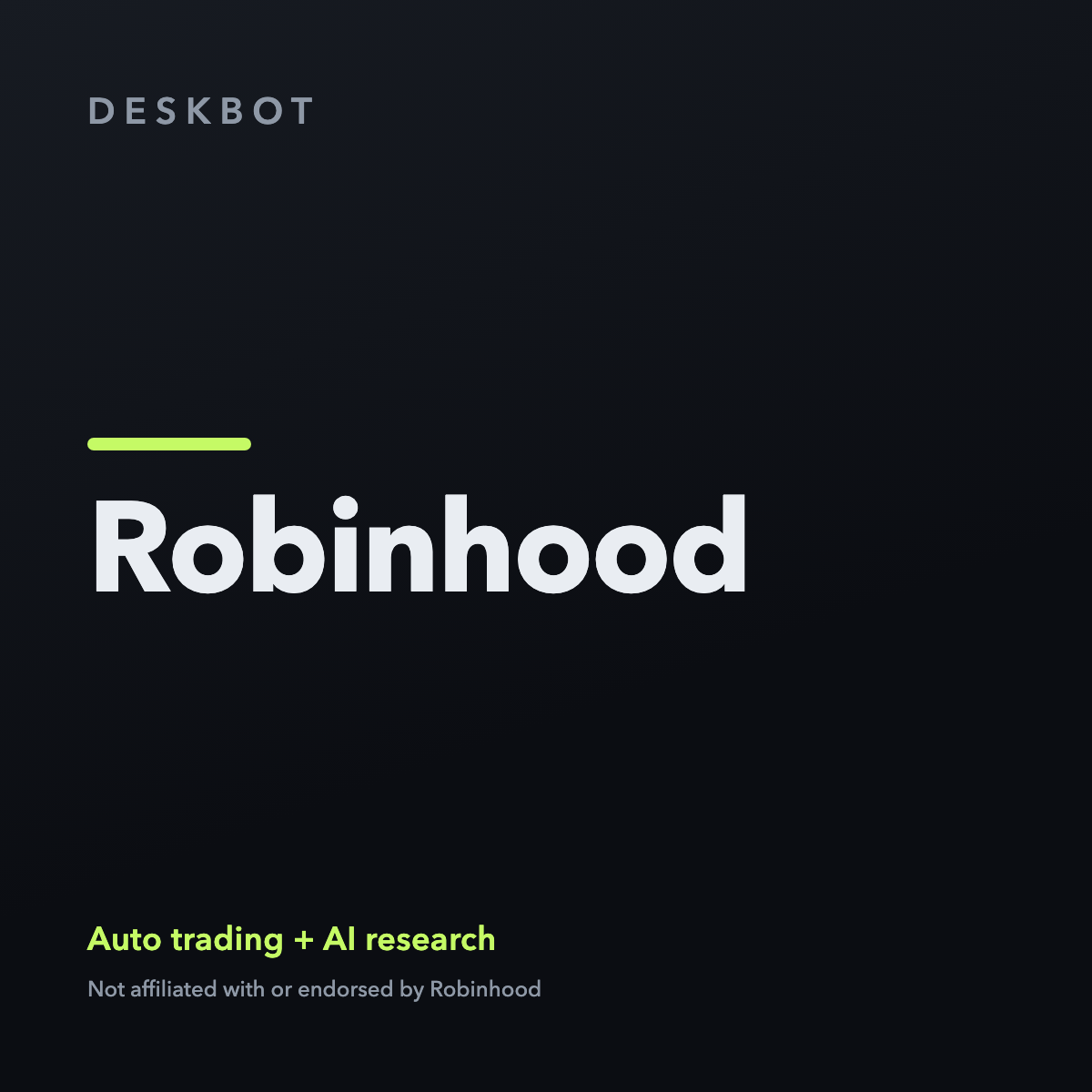 Robinhood logo on the DeskBot auto trading bot product tile