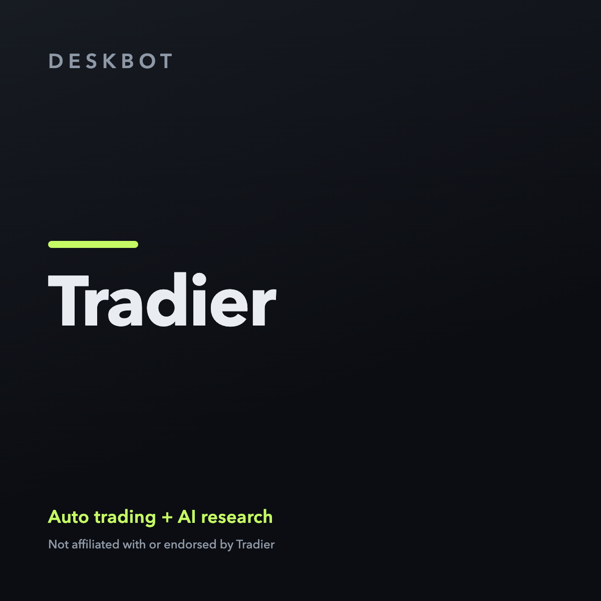 Tradier logo on the DeskBot auto trading bot product tile