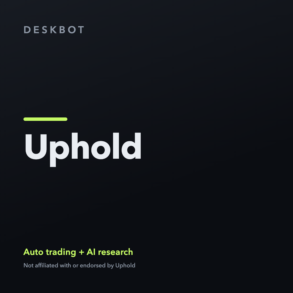 Uphold logo on the DeskBot auto trading bot product tile