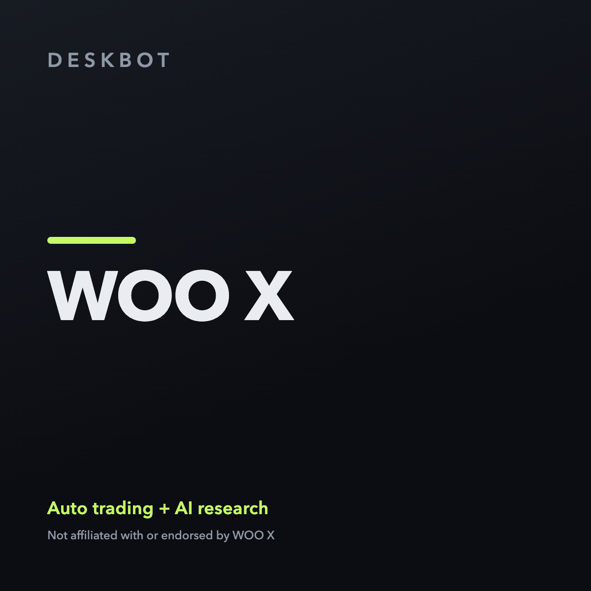 WOO X logo on the DeskBot auto trading bot product tile
